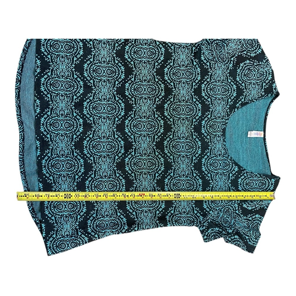 LuLaRoe Turquoise Blue and Black Short Sleeve Tee - Picture 6 of 9